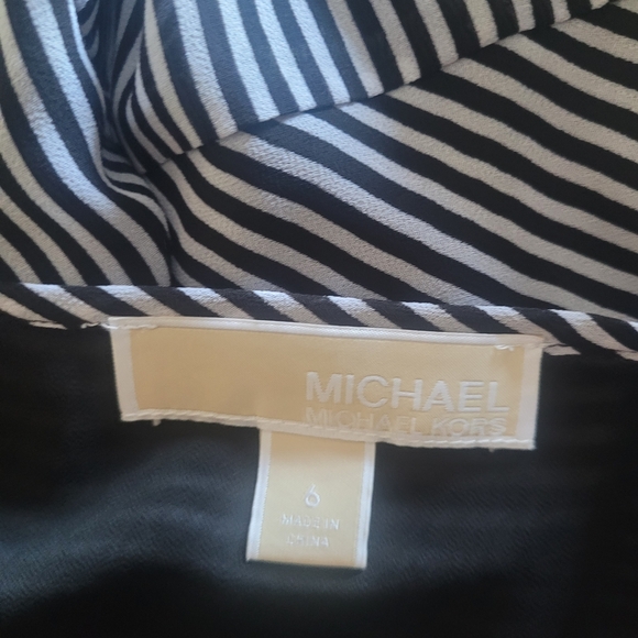 Michael Kors Black and White Striped Sleeveless  Dress 6 - Picture 7 of 7